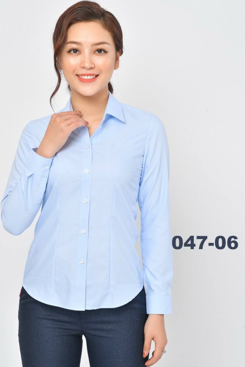 Áo sơ mi nữ Thái Hòa xanh dương 047