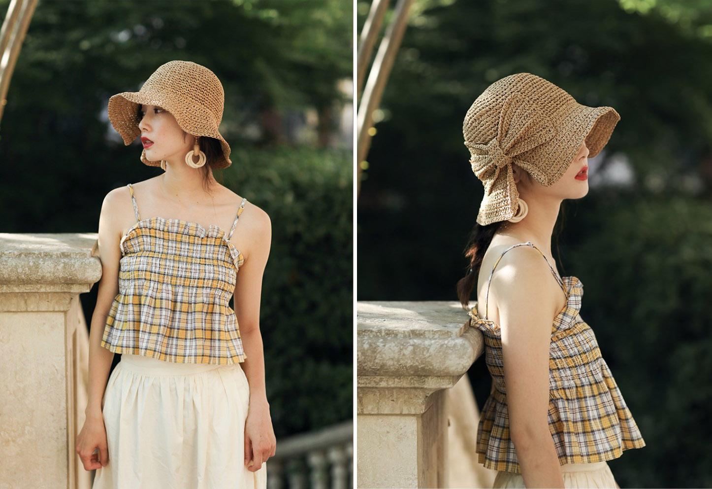 Straw hot hit bow beach hat-100style.net