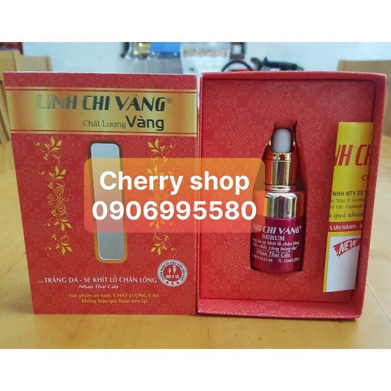 Serum dưỡng trắng da se khít lỗ chân lông linh chi vàng