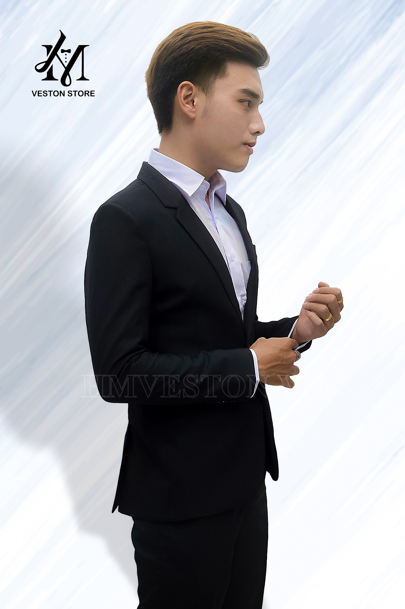 Áo Vest Nam ôm body màu đen poly mềm mịn