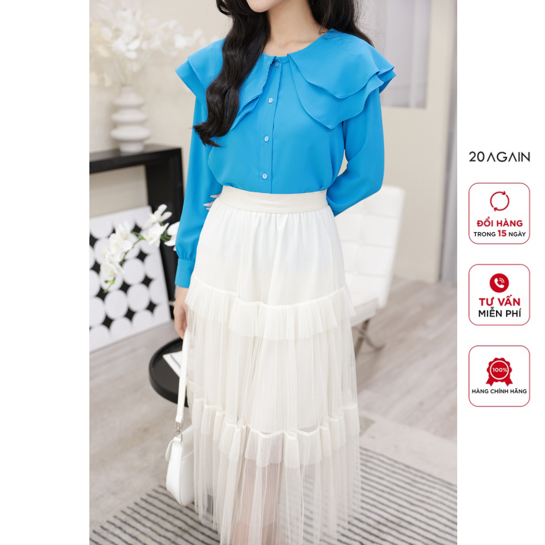 Chân váy cạp chun 20AGAIN, xếp ly 3 tầng thanh lịch basic JDW2026