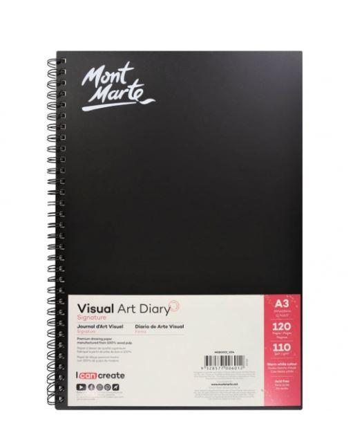 Sổ vẽ sketch Visual Art Diary, Mont Marte, A3, 120 tờ, 110gsm