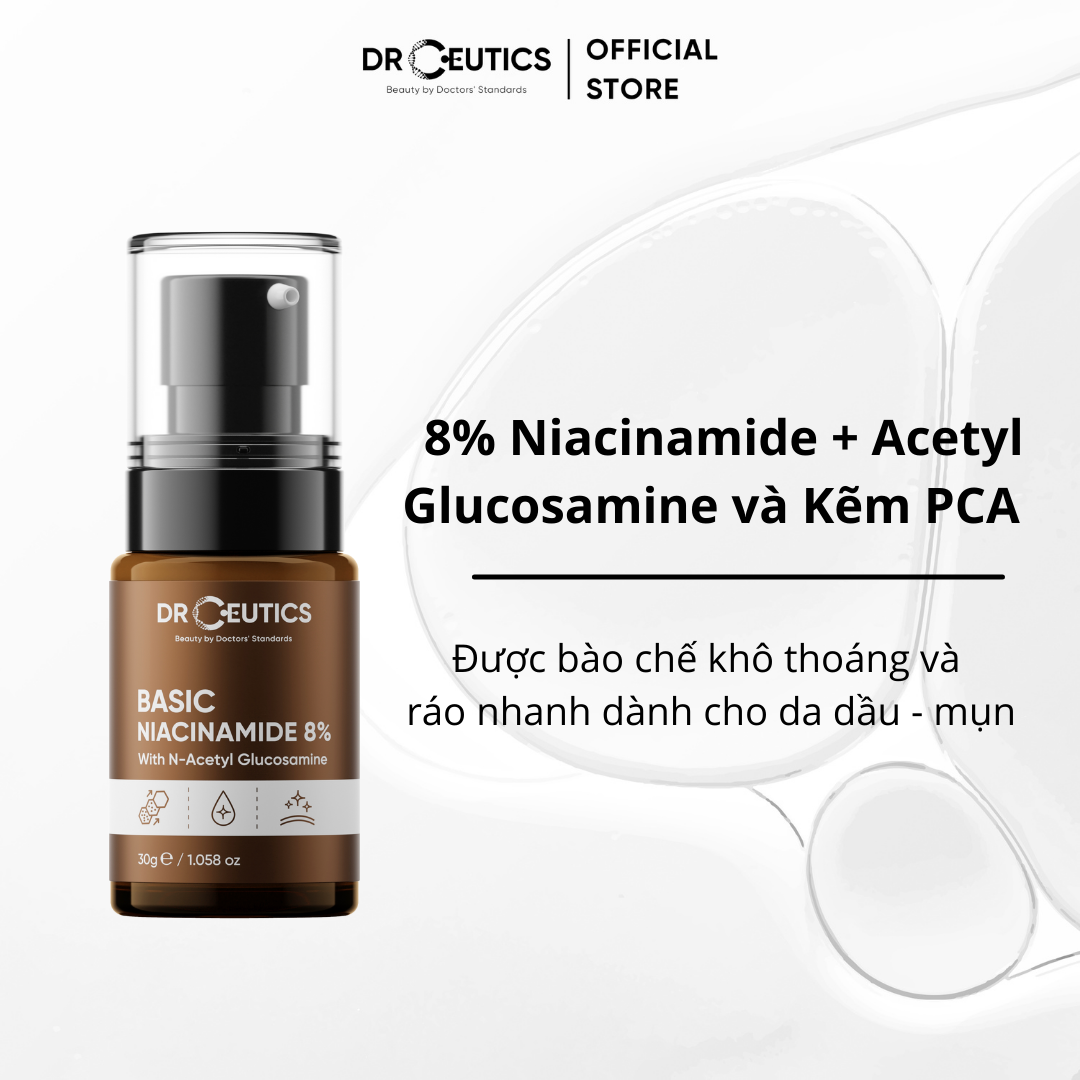 DRCEUTICS Tinh Chất Niacinamide Basic 8% DrCeutics Cho Da Dầu Mụn (30g, 100g)