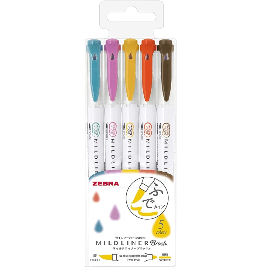 BỘ 5 BÚT ZEBRA MILDLINER BRUSH