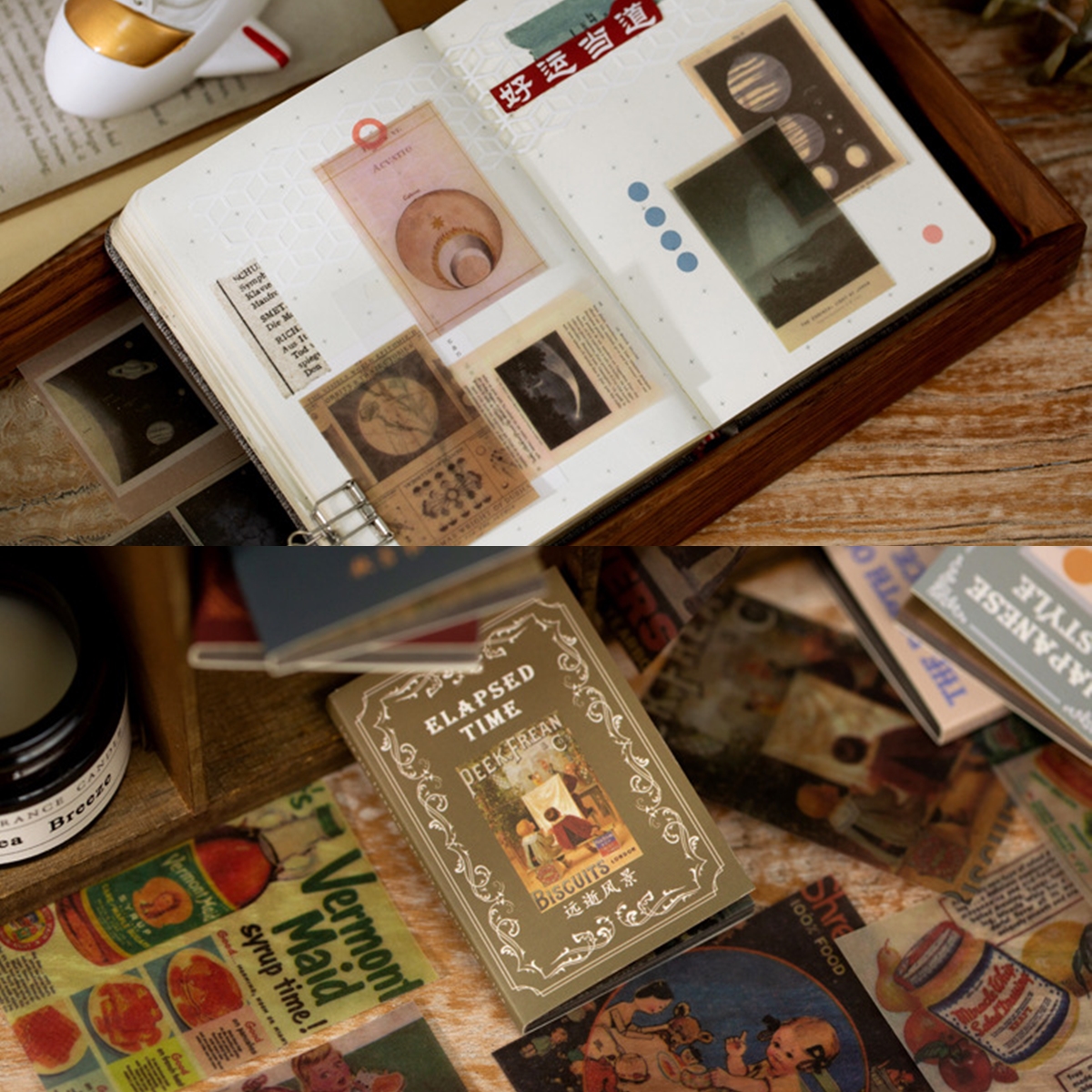 Cuốn 50 miếng giấy note vintage trang trí journal