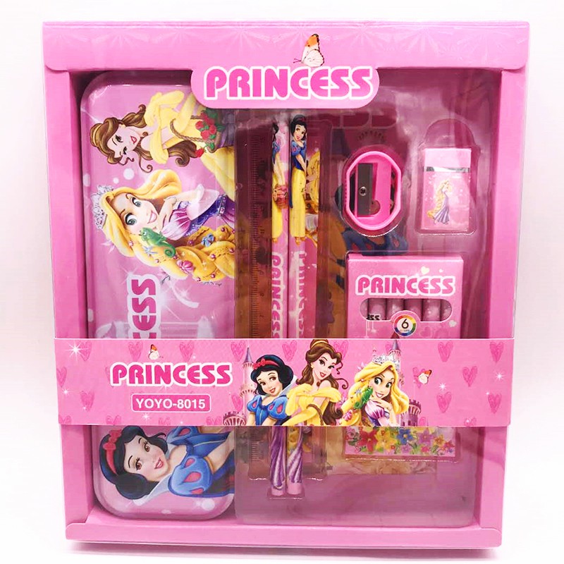 Learning Kits 6 gift box included gift box pen, Eraser (gum), head sharpener (paring), pencil, ruler, color wax is gift for kid in school, as gifts festival childen 1-6