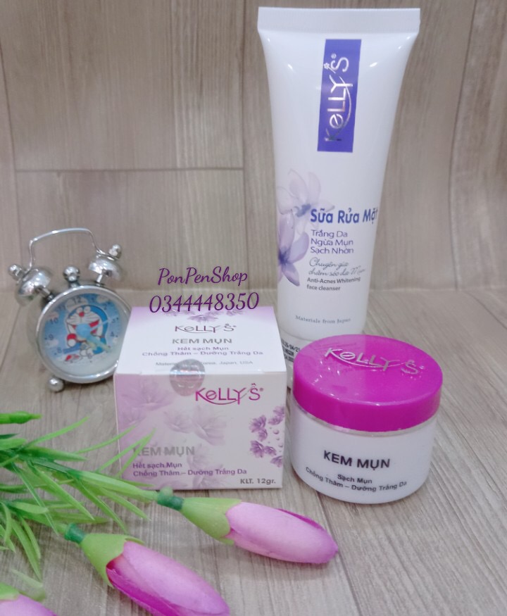 Kem mụn và sữa rửa mặt sạch mụn kelly’s