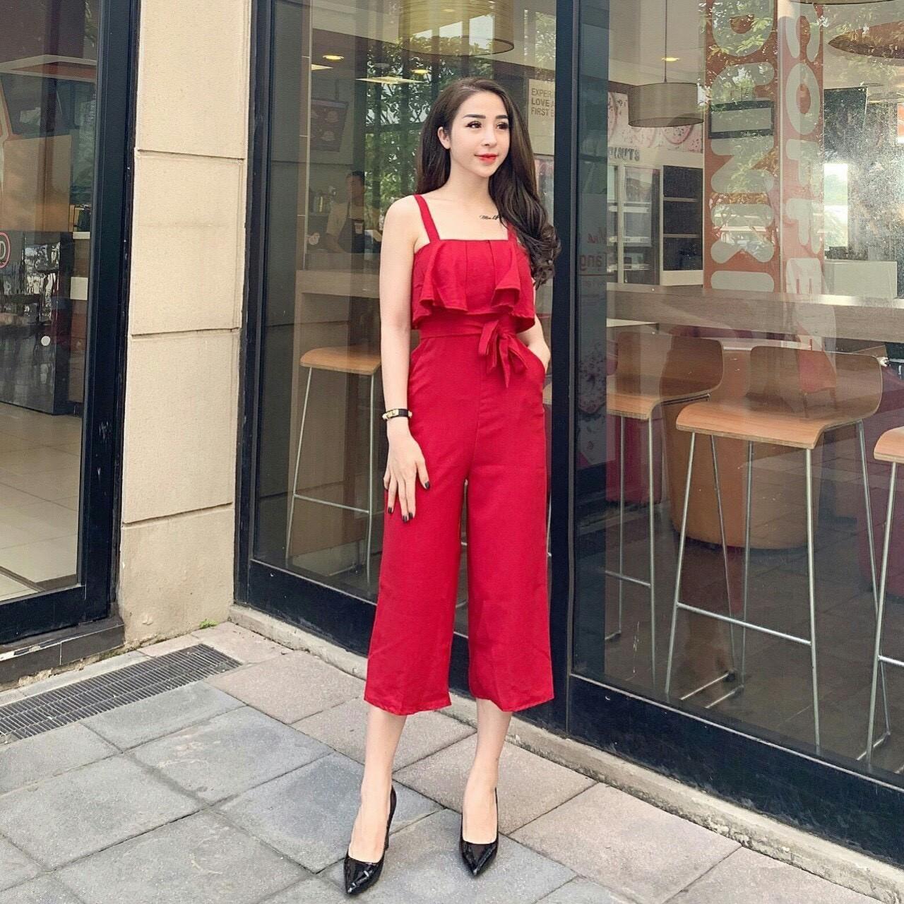 jumpsuit 2 dây bèo lụa chéo-QH