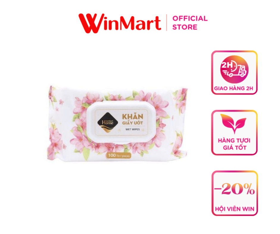 - Giấy ướt gia đình không mùi WinMart Home hồng 100t
