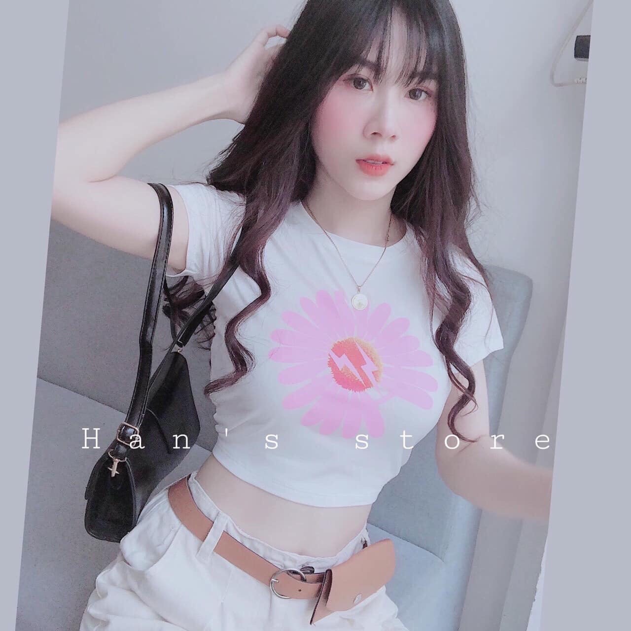 [HCM]Áo Croptop Bông Cúc Lớn