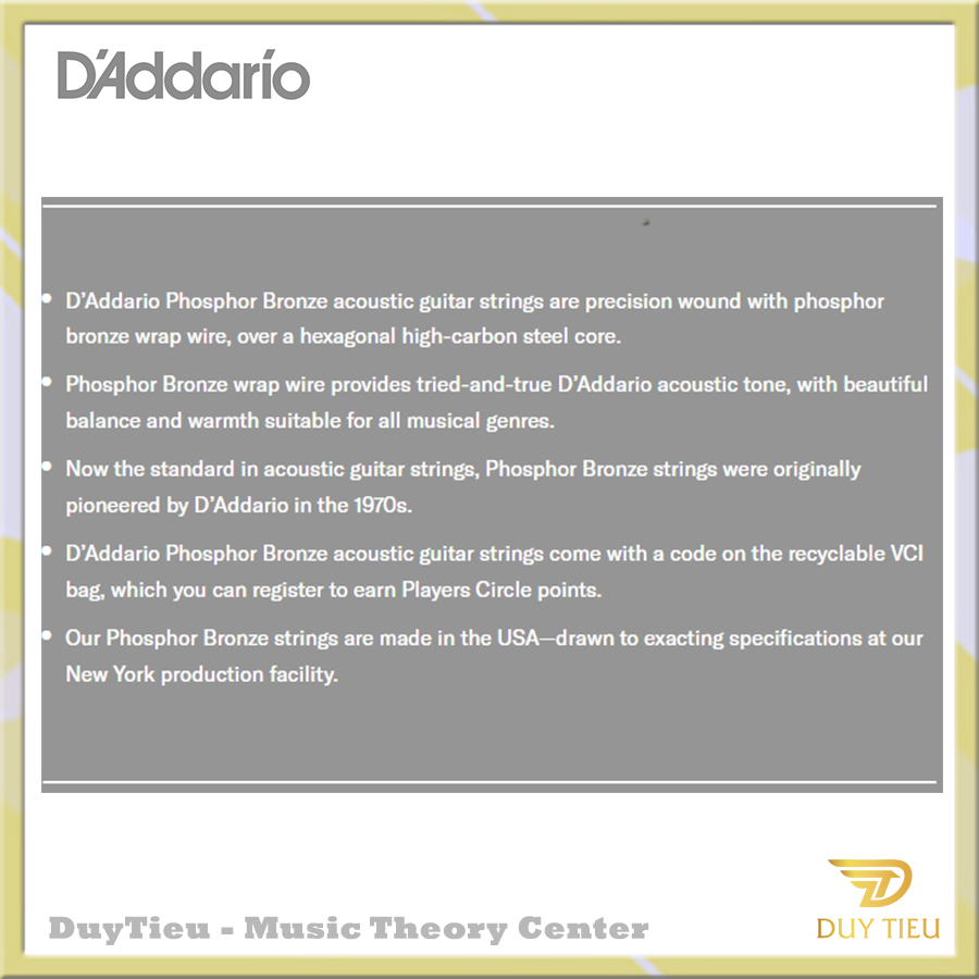 D'addario EJ26 - Custom Light Acoustic Guitar Strings - DuytieuGuitar DT020
