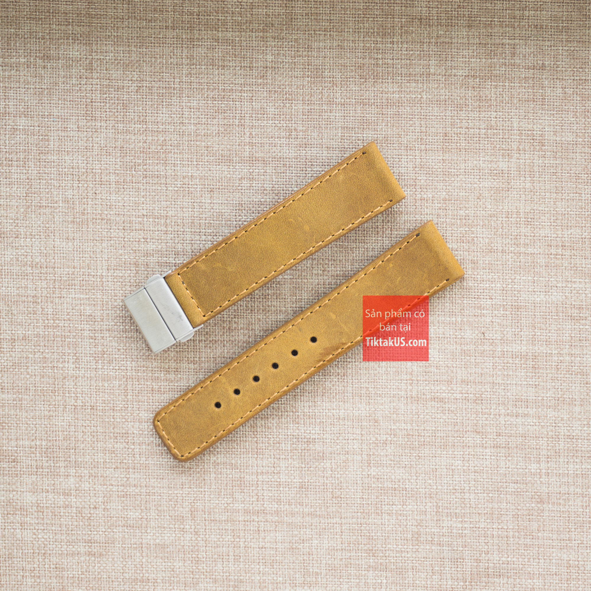 Dây đồng hồ da bò thật vintage da sáp khóa bướm một gấp giấu dây chống gẫy Seiko automatic đồng hồ thông minh size 18-19-20-21-22mm