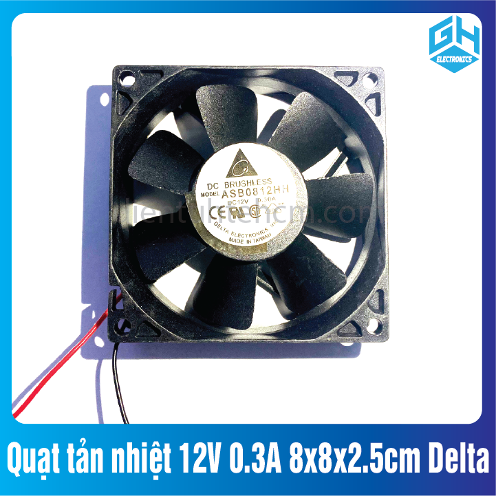 Quạt tản nhiệt 12V 0.3A 8x8x2.5cm Delta