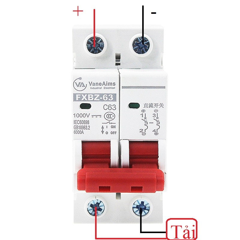 Aptomat 1 chiều DC 1000V 16A 25A 32A 40A 63A - VANEAims- FXBZ-63