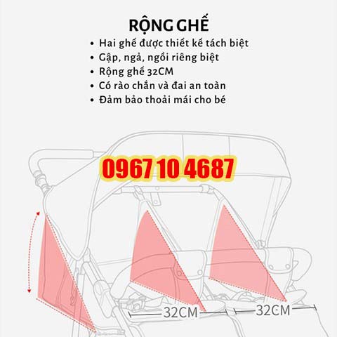 Xe Đẩy Đôi Cao Cấp Seebaby T22