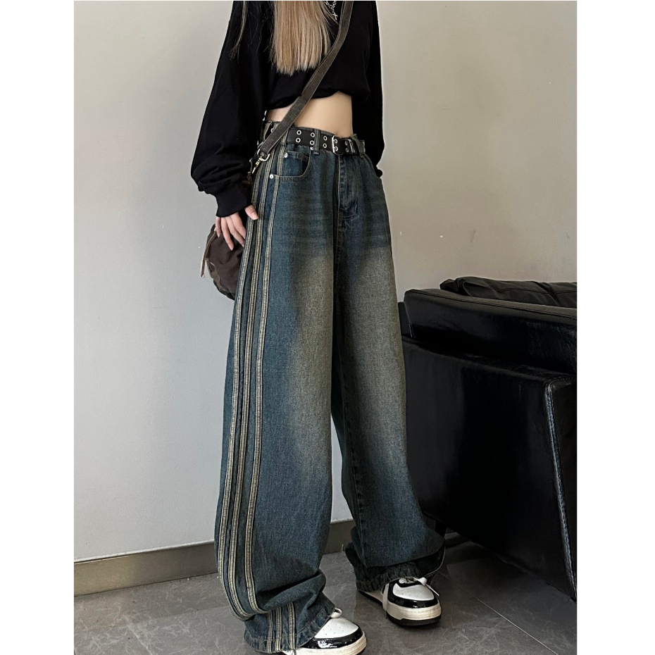 Quần jean dài cạp cao ống rộng, quần jean dài unisex phong cách ulzzang_k51