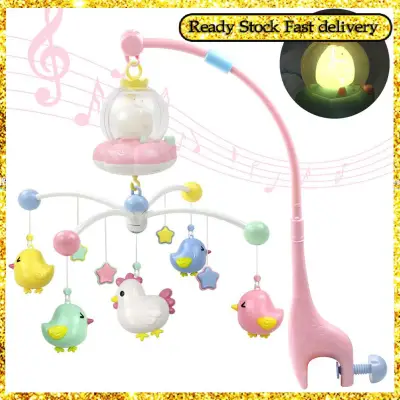 Baby Musical Crib Mobile with Night Lights and Music Hanging Rotating Rattles with Music Box