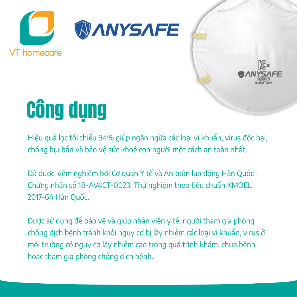 Khẩu trang VN95 không van (hộp 20 cái)