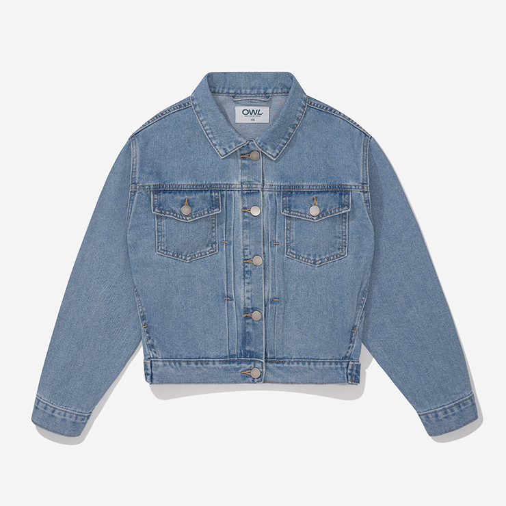 Áo khoác jean nữ Owlbrand Pleated/Xanh nhạt