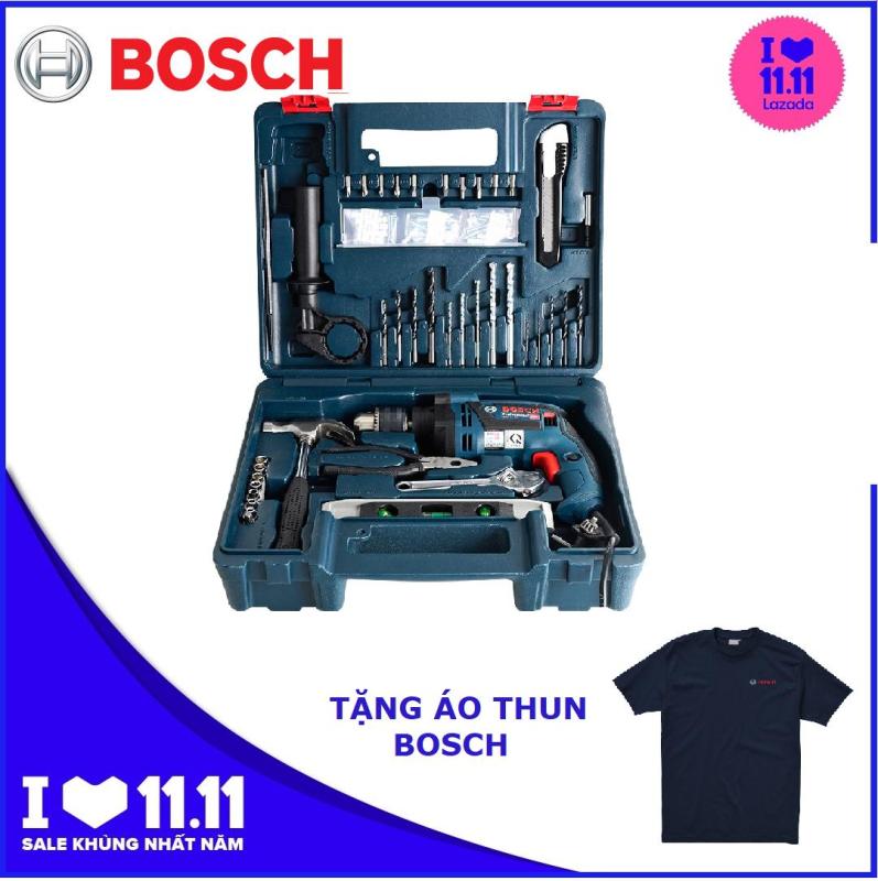 Máy khoan động lực Bosch GSB 13 Re set và Bộ 100 chi tiết Tặng áo thun Bosch