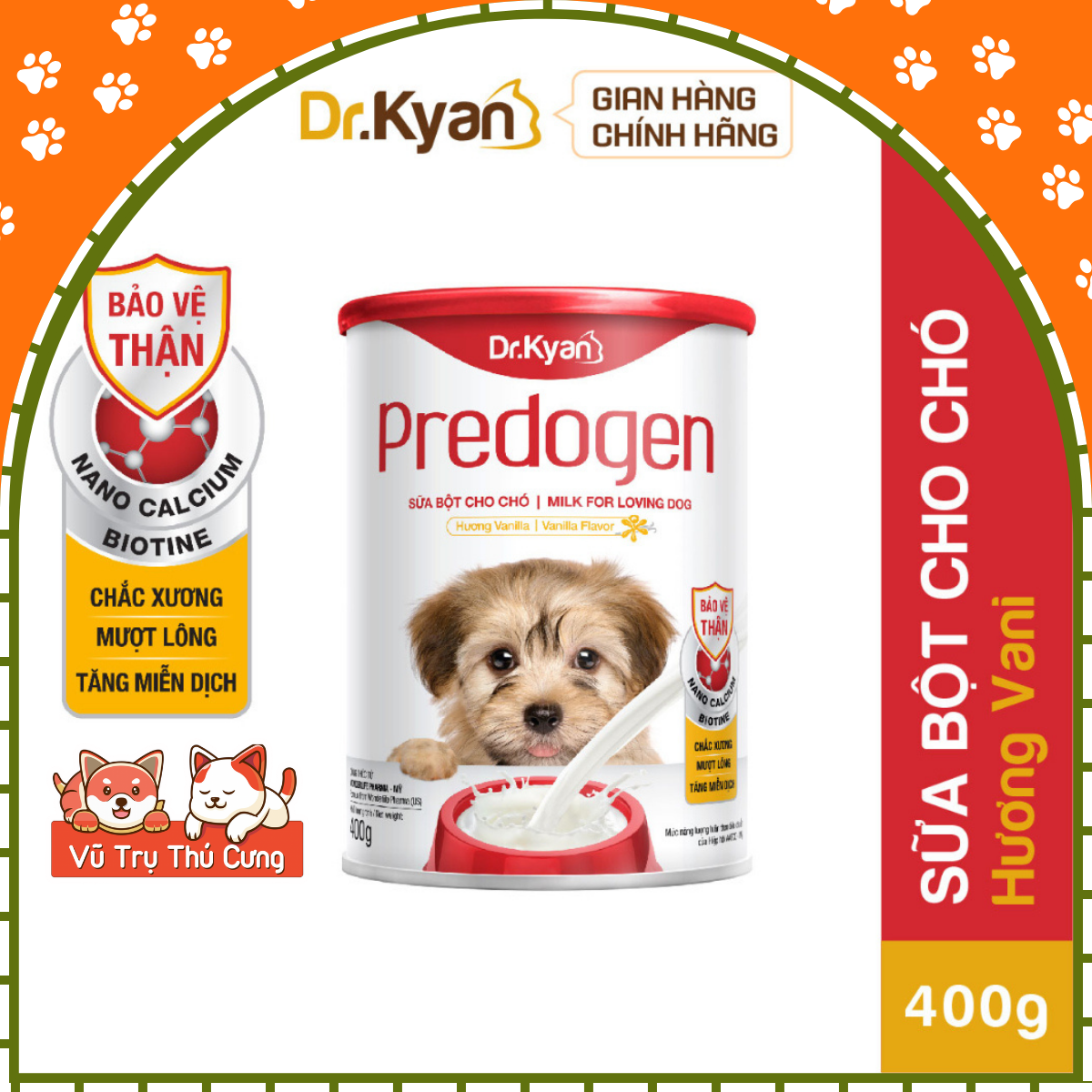 Sữa Bột Dinh Dưỡng Predogen Dr.Kyan Cho Chó Mèo lon 400g