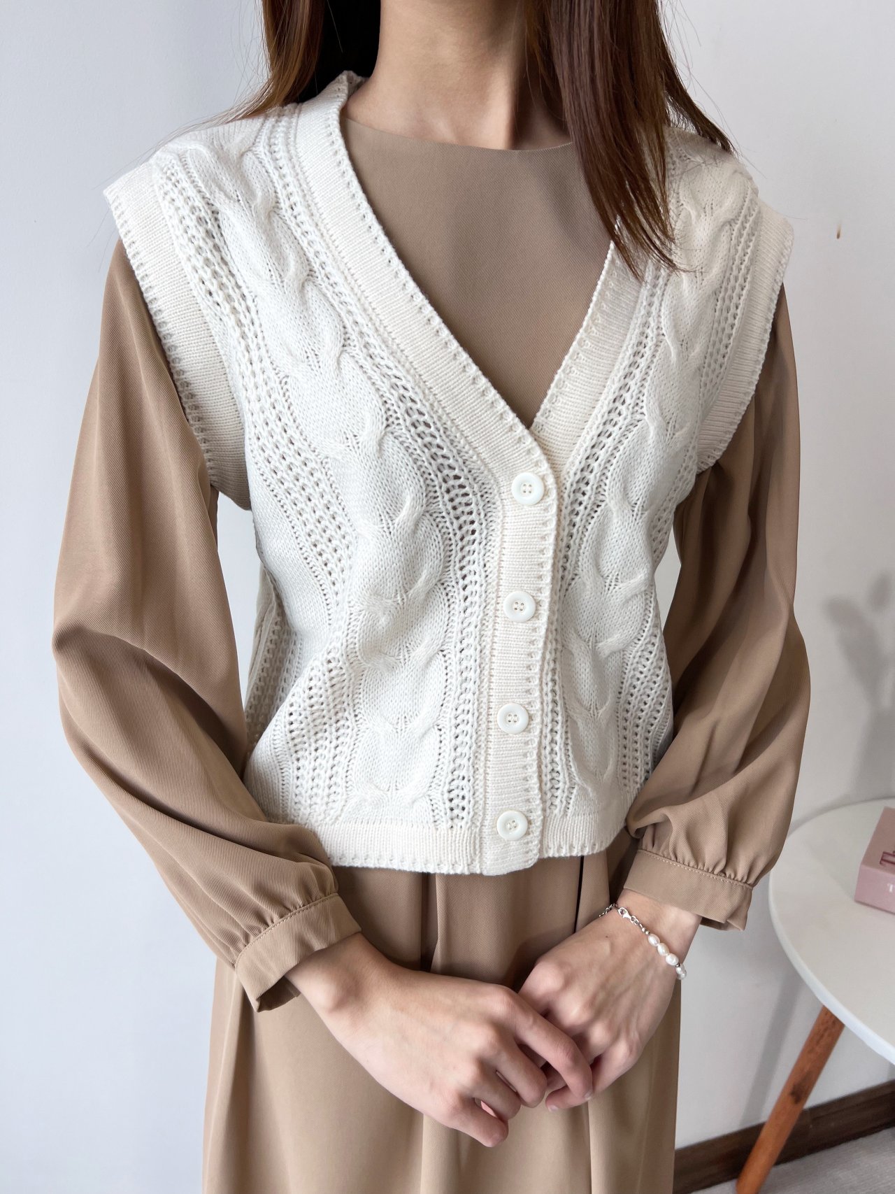 [ogniM Seoul] Áo gile len xoắn phong cách Hàn Quốc (Made in Korea)