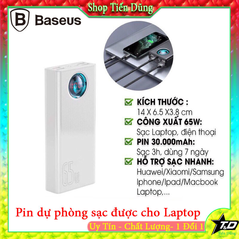 Pin Sạc Dự Phòng Baseus BS-30KP365 Dung Lượng 30000mah - 65W Sạc Nhanh QC3.0 Cho Iphone Ipad Laptop