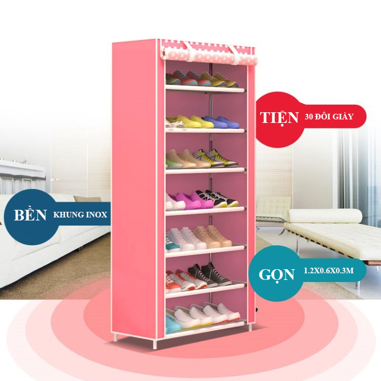 TỦ VẢI ĐỰNG GIÀY DÉP 7 TẦNG 8 NGĂN