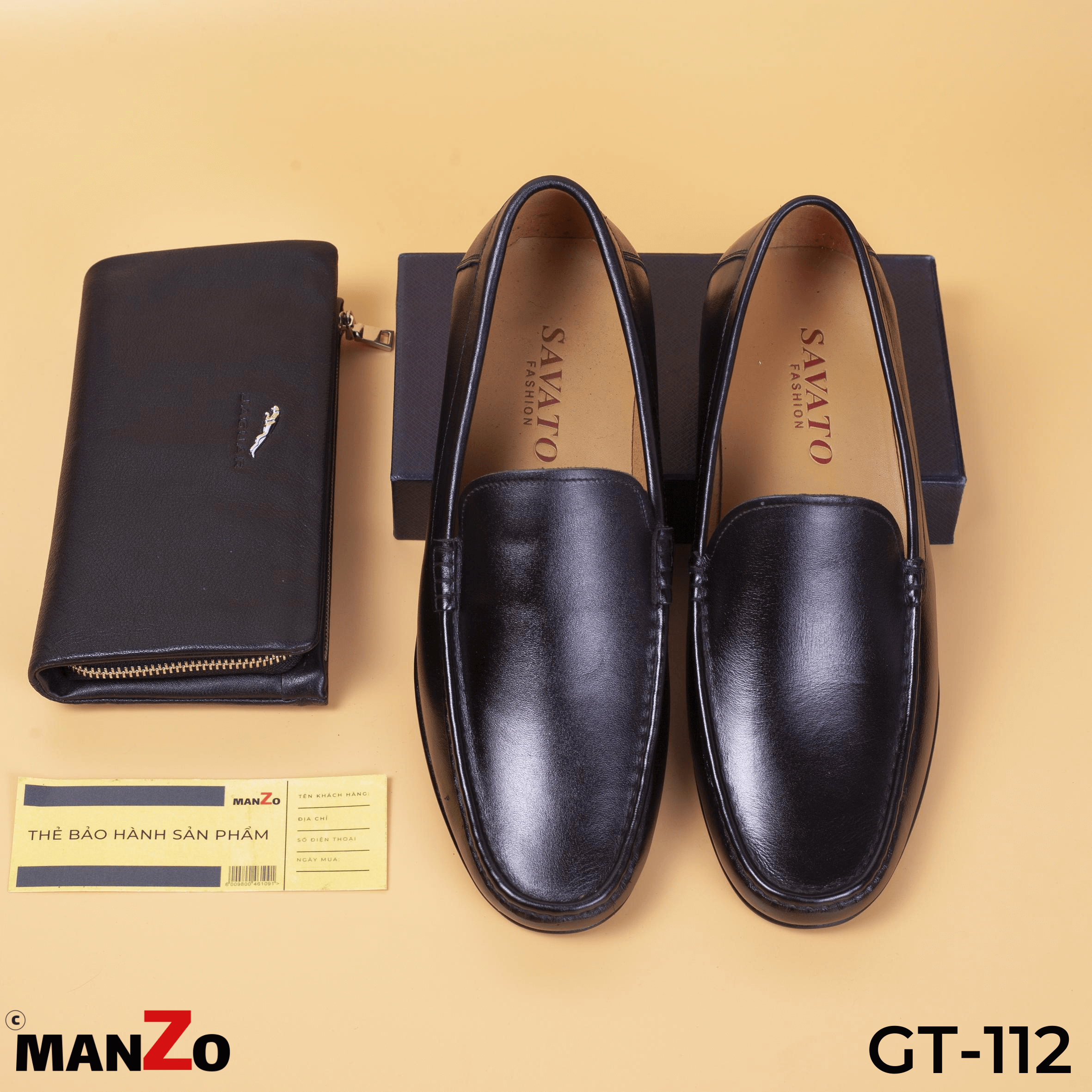 Giày Mọi Nam Giá Rẻ MANZO- Giày Lười Nam Da Bò Thật Bảo Hành 12 Tháng GT 112