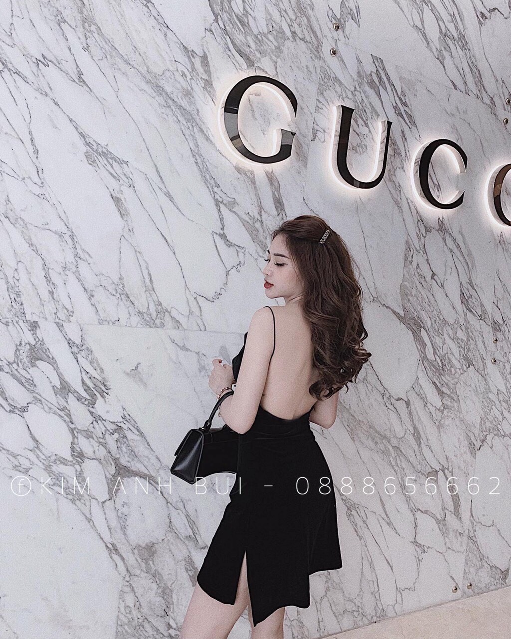 ĐẦM ĐEN 2 DÂY CỔ ĐỖ HỞ LƯNG