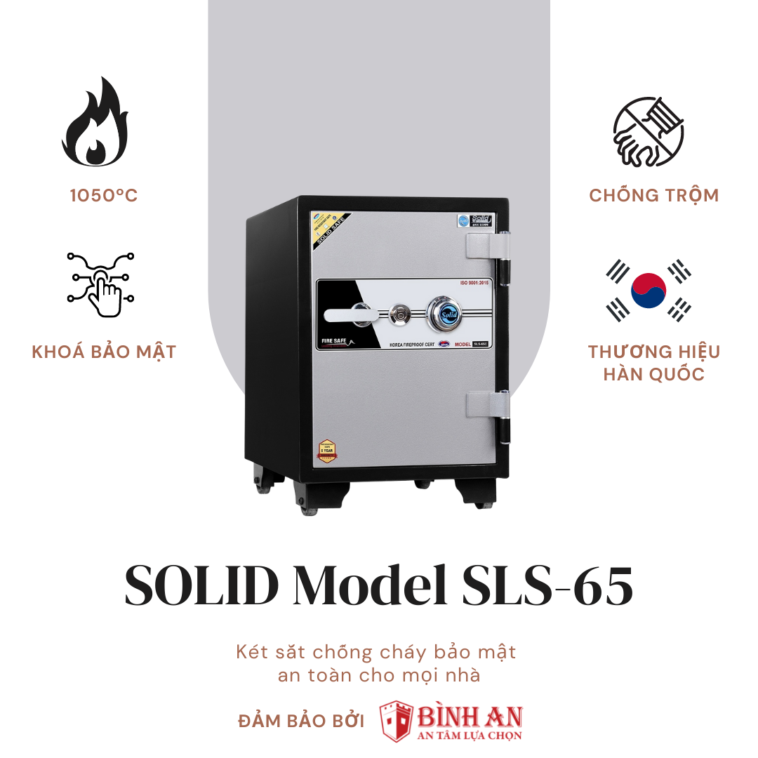 Két Sắt Solid SLS-65 (130kg) Chống Cháy 1000 độ C Hàn Quốc