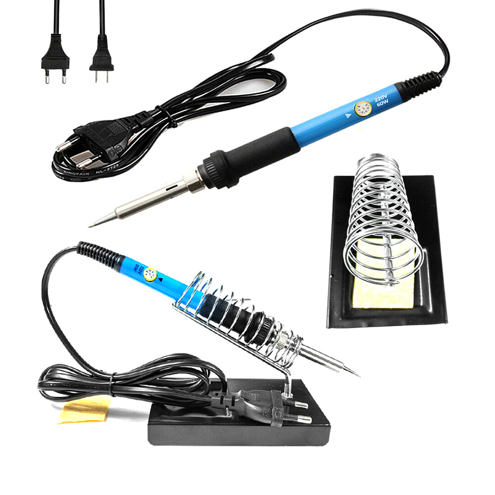 Ziqqucu  Soldering Iron Kit Electronics 60W Adjustable Temperature Welding Tool 5pcs Soldering Iron Tip /Soldering Iron Stand /Desoldering Pump /Tweezers /Solder Wire /Carry Bag