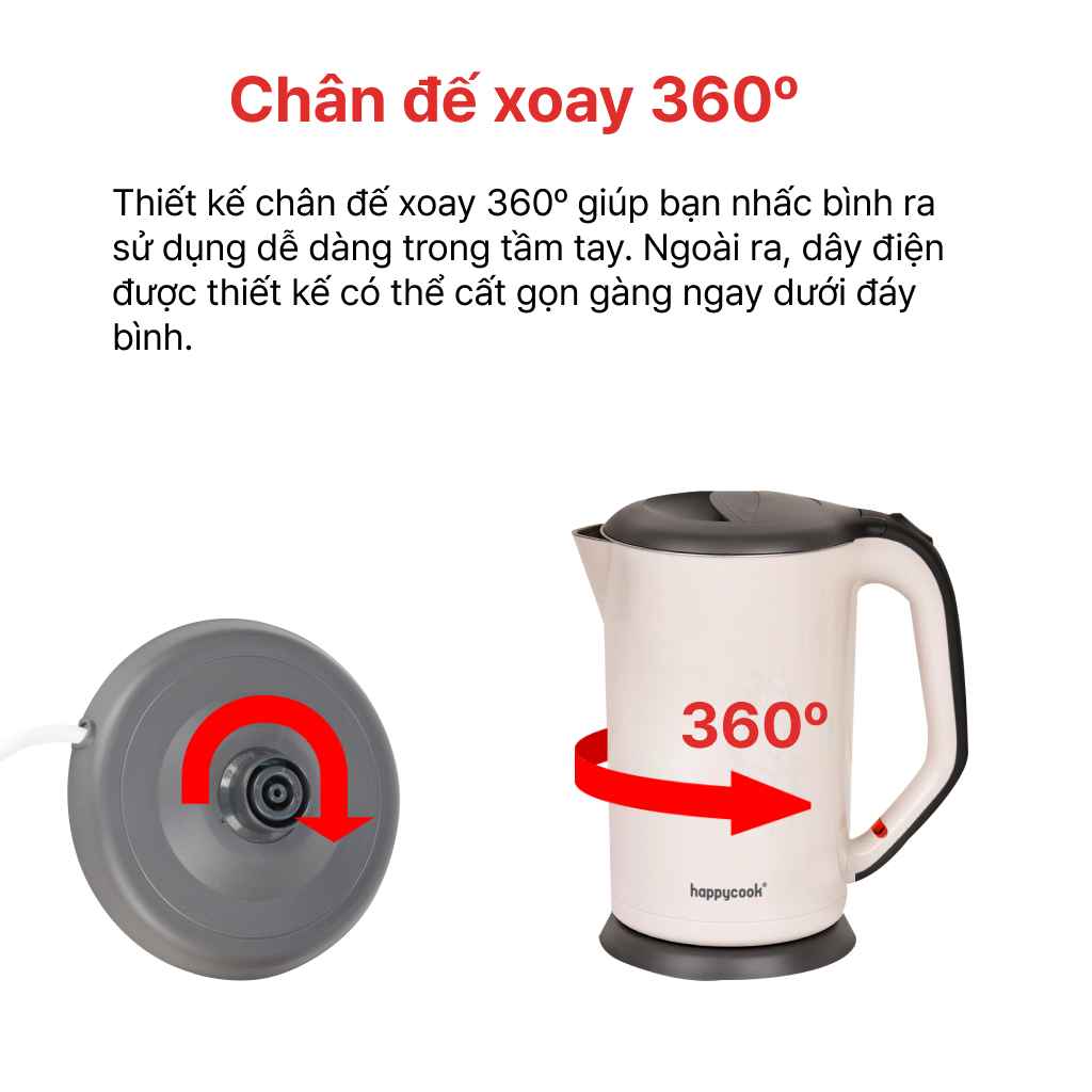 ẤM ĐUN SIÊU TỐC 1.7L HAPPYCOOK, HEK-17WF