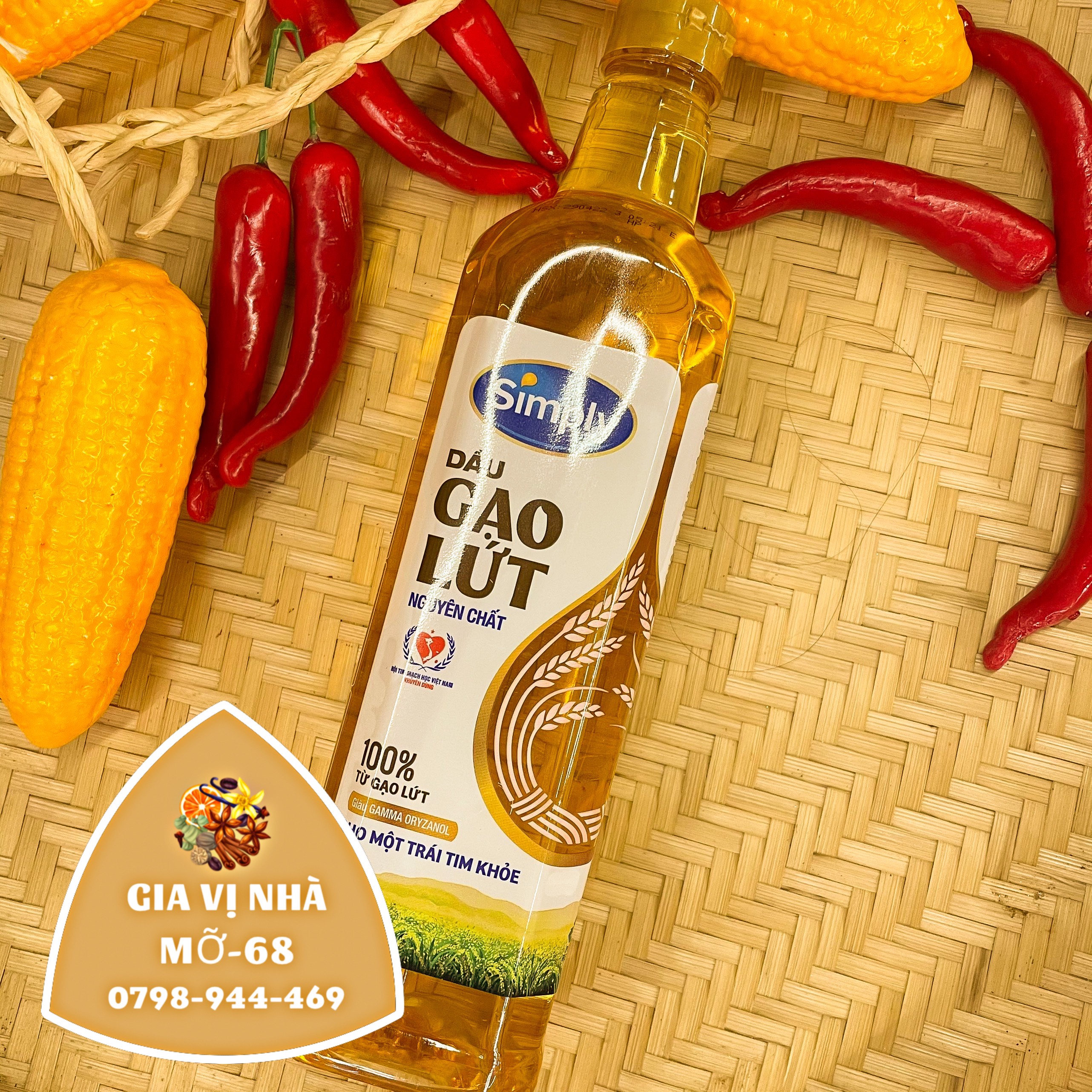 Dầu simply gạo lứt nguyên chất đóng chai 1lít