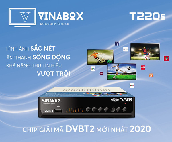 [HCM]Đầu thu truyền hình DVBT2 VINABOX T220s - Đầu thu DVBT2 - Đầu thu kĩ thuật số