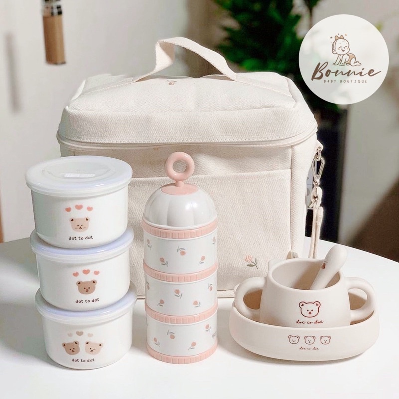 🐻 Set ăn dặm silicon cao cấp Gấu Dottodot x Bluemama