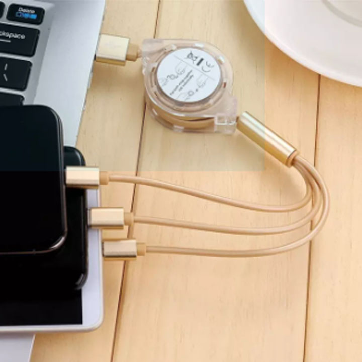 Sạc dây rút đầu usb đa năng 3 đầu sạc , cáp sạc 3 đầu