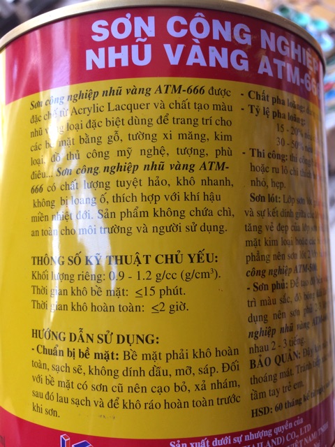 Sơn Nhũ Vàng ATM 666 875ML dùng cho sắt kẽm