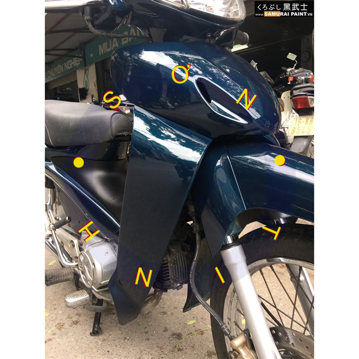 Sơn xịt Samurai màu xanh nhớt Wave H612