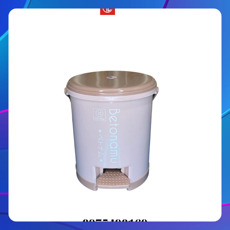 Thùng rác tròn nhựa đạp chân Betonamu 8024,thùng rác,bật rác văn phòng đạp chân cao cấp 5L 8024 vua nhựa