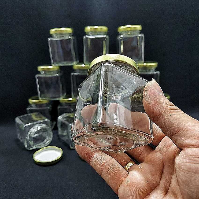 Square pot 100ml – Yellow tin cap - combo 8 pots/jars