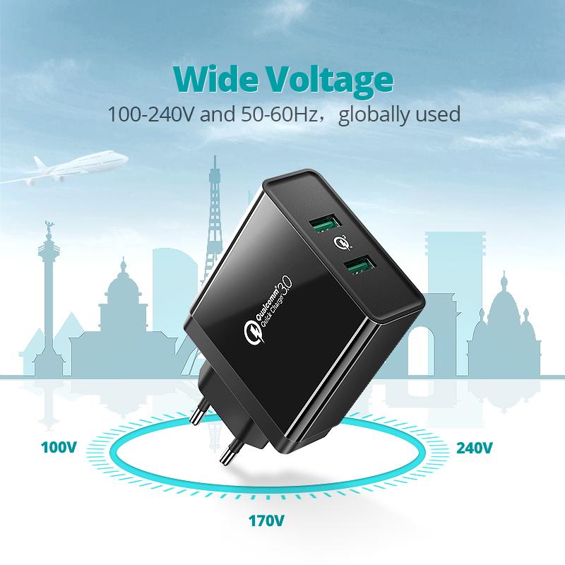 Sạc nhanh đa năng 2 cổng Quick Charge 3.0 36W Ugreen