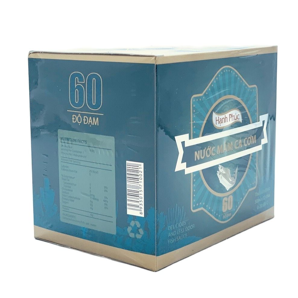 (HỘP 12 CHAI 50ML - THÙNG XỐP ) Nước mắm Hạnh Phúc 60 độ đạm - nước mắm cá cơm nguồn gốc từ Phú Quốc