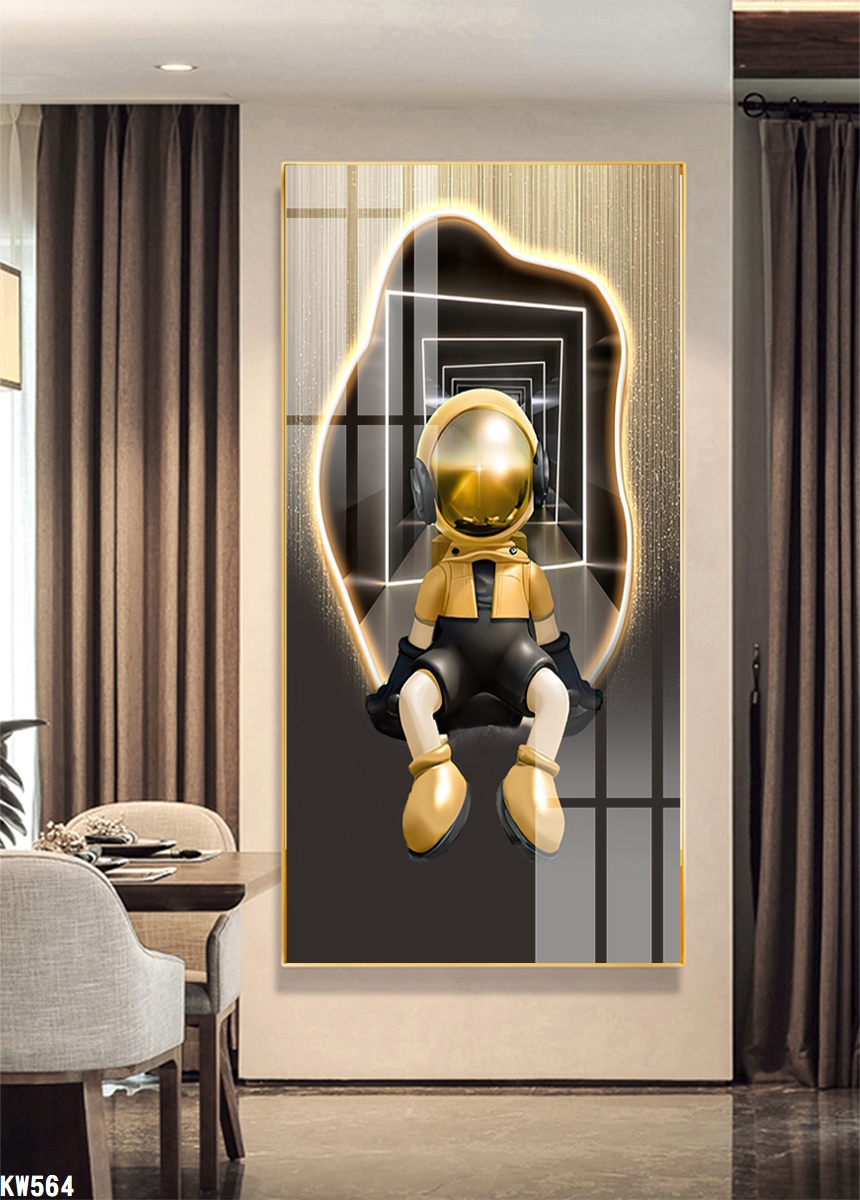 Tranh treo tường Phi Hành Gia 3D tráng gương đẹp 10 mẫu chất liệu tranh tráng gương pha lê nhiều kích thước tranh phi hành gia đẹp Astronaut Wall Art