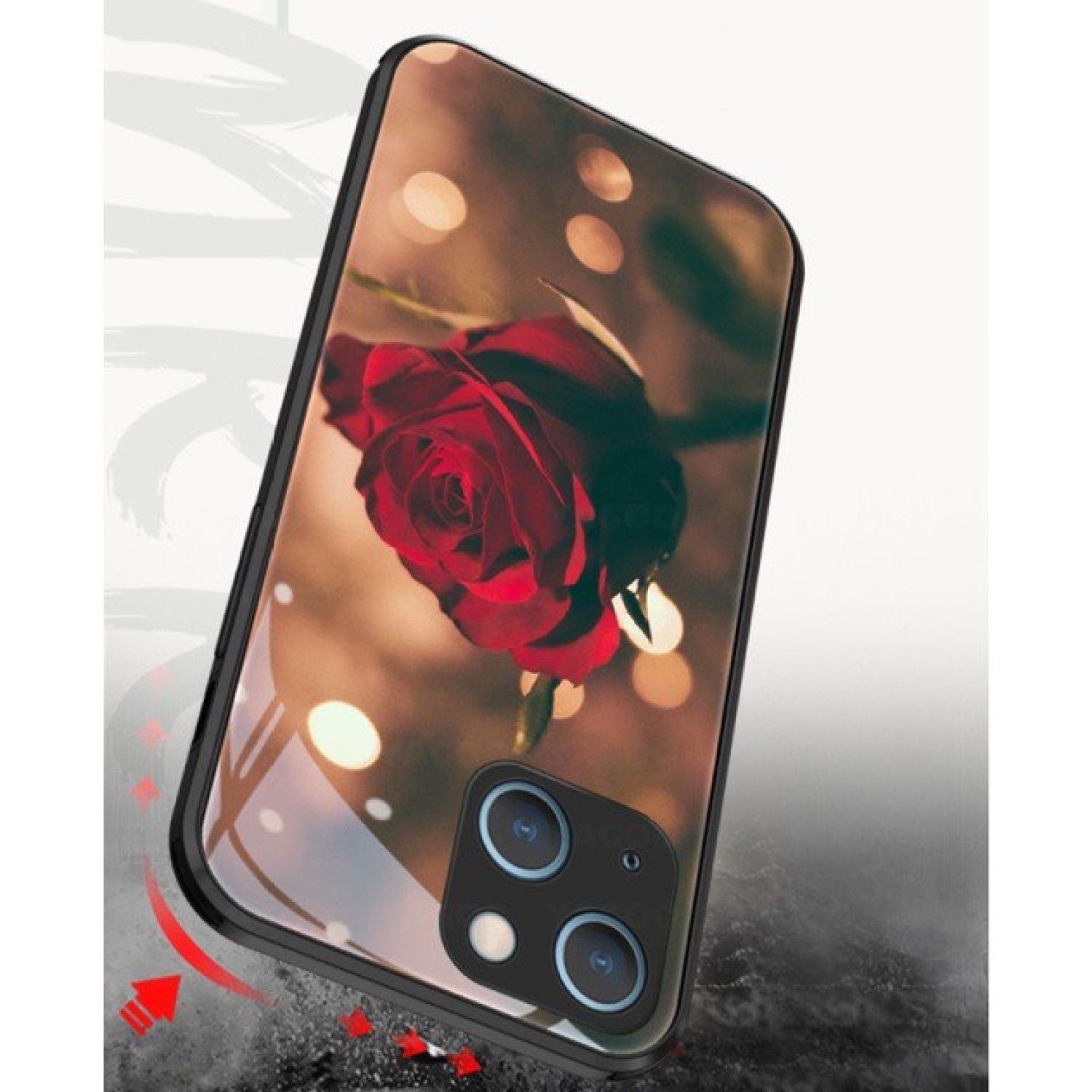 Ốp lưng Điện Thoại Kính Cường Lực In Hình hoa hồng thanh lịch Cho iρhone 13 6s plus 12 11 pro max 7 plus 8 X XS max, 11 mini, 12 mini, Xr