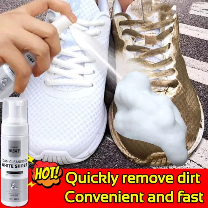 WLWE FOAM CLEANER OF WHITE SHOES Chai Xịt Tạo Bọt Vệ Sinh Giày Cao Cấp tốc tiết kiệm thời gian Tẩy trắng giầy dép Vệ sinh giày túi xách siêu sạch /200ml