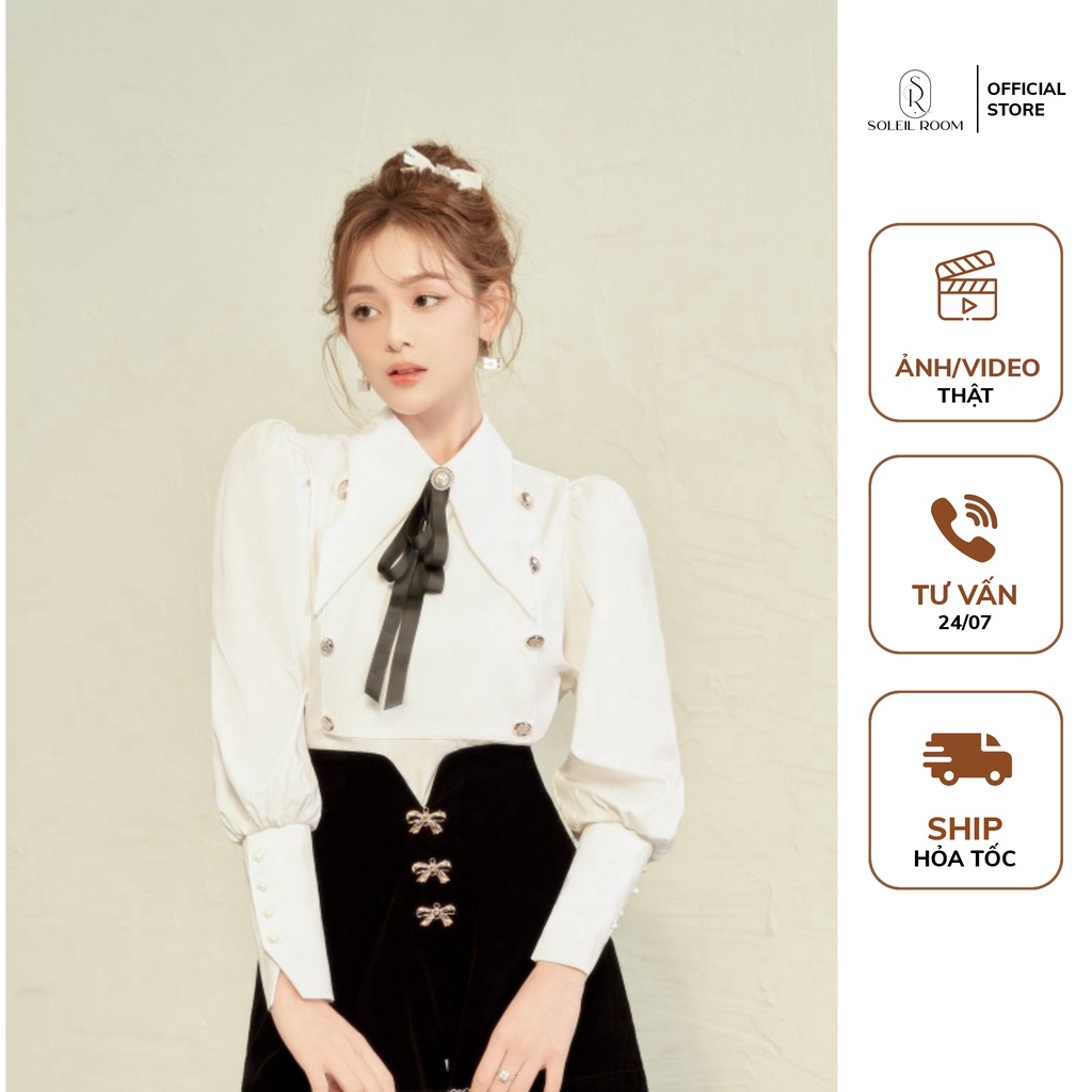 Áo sơ mi cổ đức cách điệu (tặng nơ handmade) KATE SHIRT