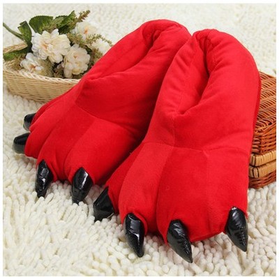 Giày dép bông bộ đồ thú khủng long đỏ liền thân