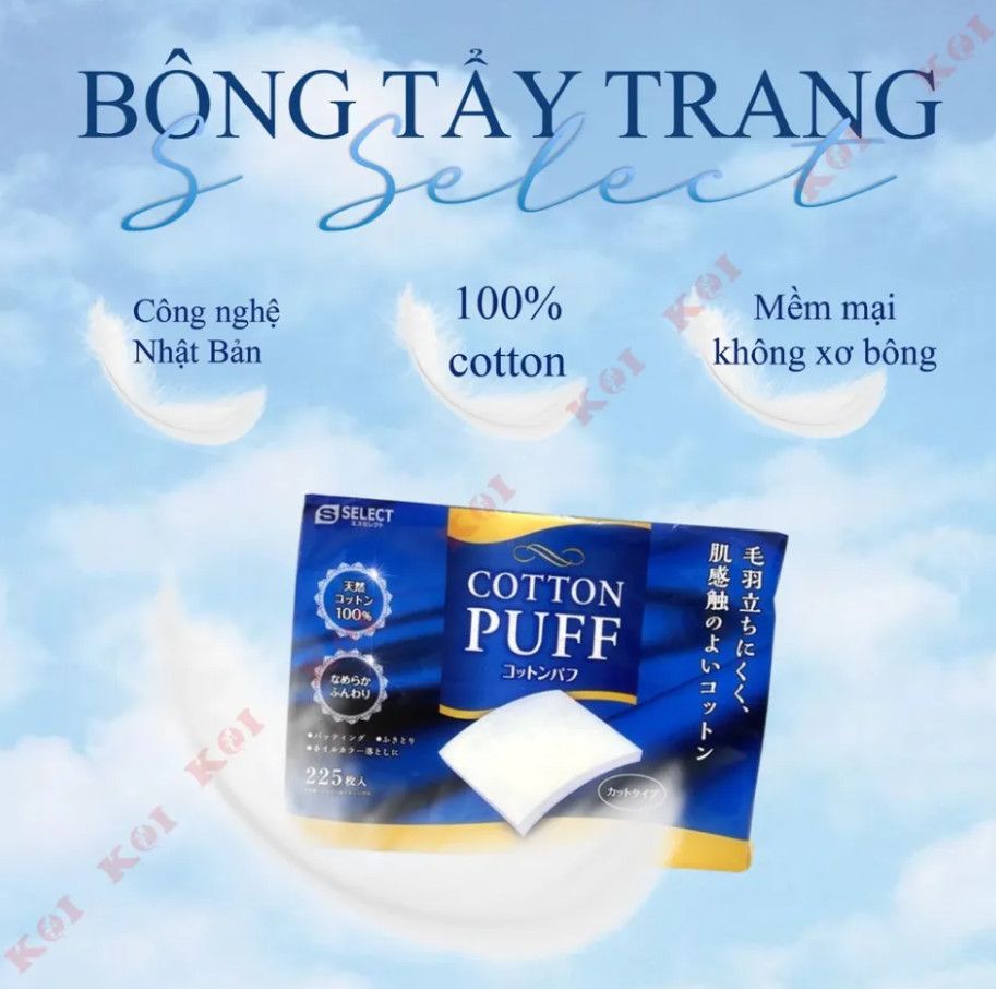 BÔNG TẨY TRANG MỀM MẠI S SELECT NHẬT BẢN (TÚI 225 MIẾNG)
