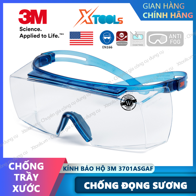 Giá bán Kính bảo hộ 3M SF3701ASGAF-BLU kính Super OTG đeo ngoài kính cận, chống trượt, chống hơi nước, trầy xước, chống tia UV [XTOOLs][XSAFE]
